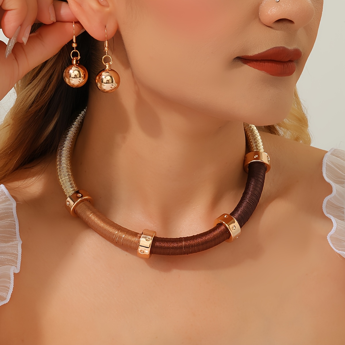 Handmade Multi-Layer Bohemian Evening Necklace & Earrings Set